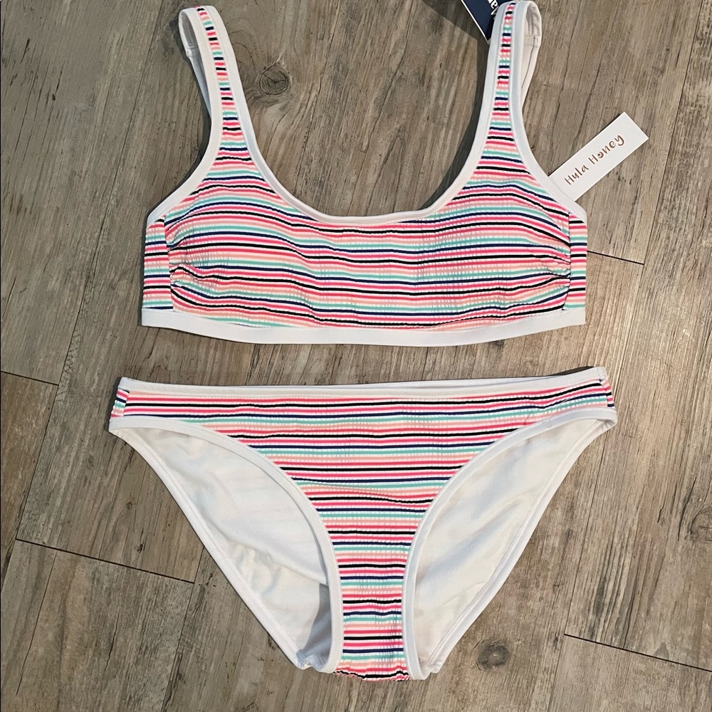 Hula Honey Colorful Striped Bikini Top